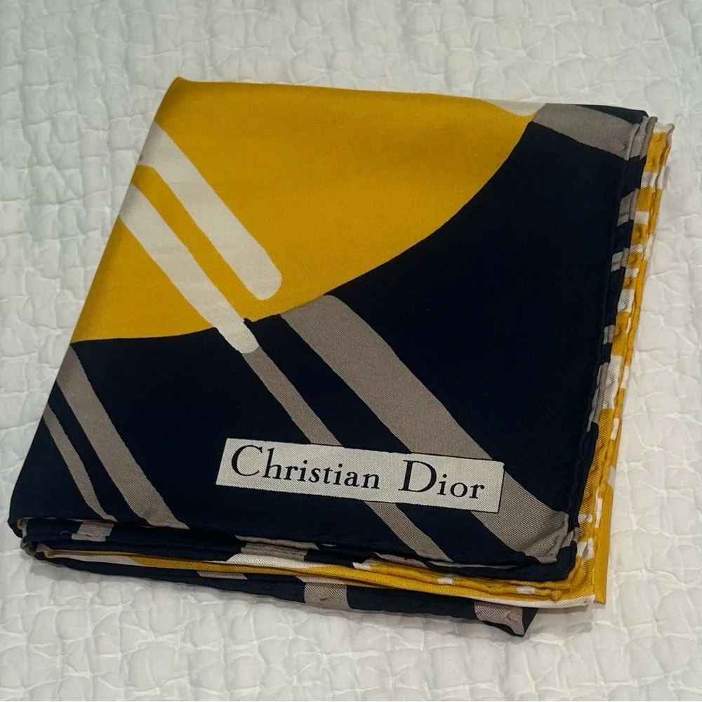 CHRISTIAN DIOR VINTAGE Silk Scarf - 30” x 30.5”